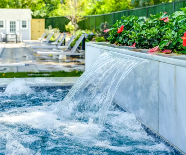 custom pool waterfall in Southampton NY