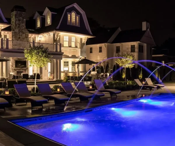 LED pool lighting at night