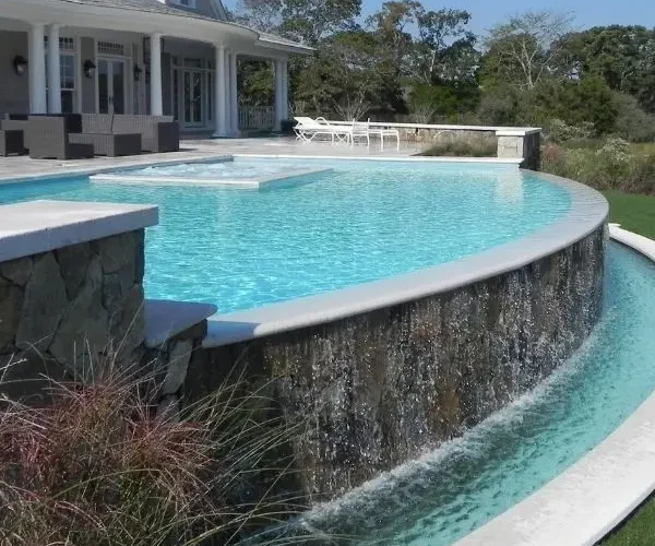 curved pool landscaping Hamptons property